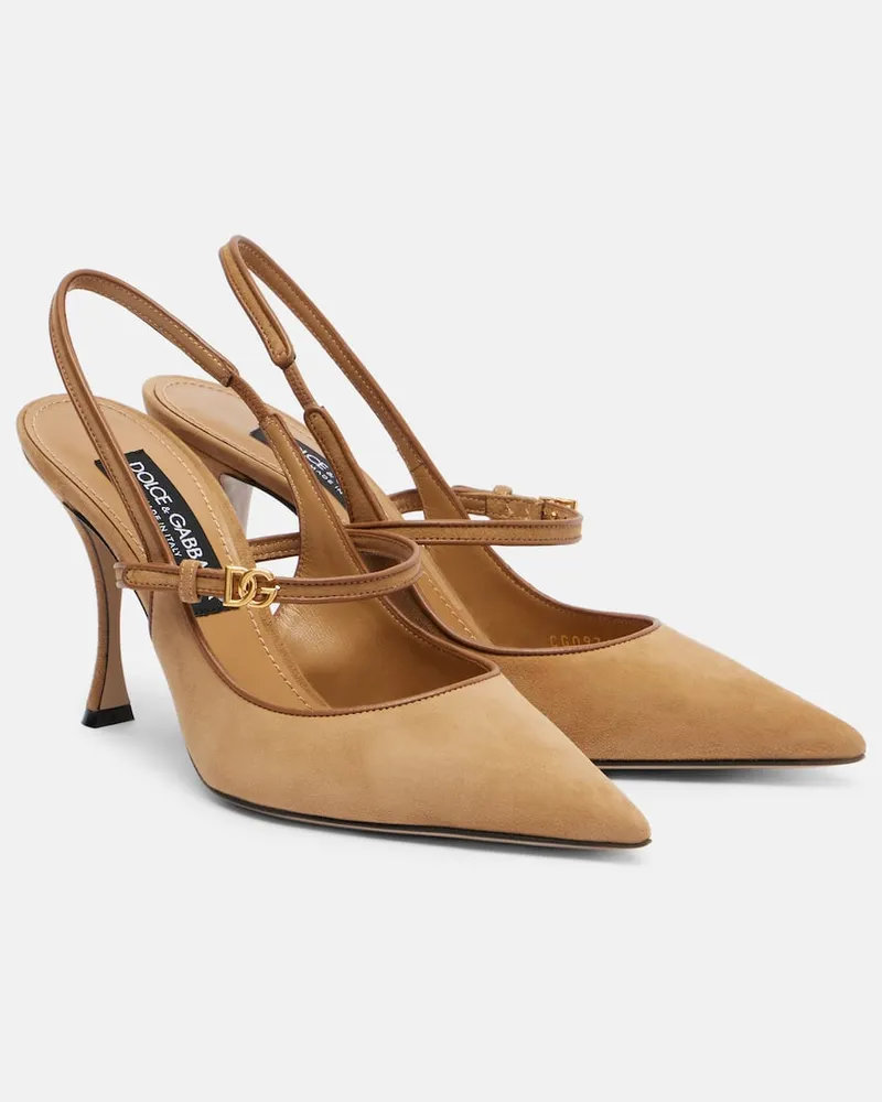 Dolce & Gabbana Slingback-Pumps DG 90 aus Veloursleder Beige