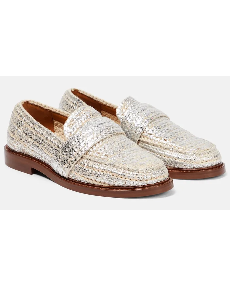 Chloé Chloe Loafers Kalya aus Haekelstrick Silber