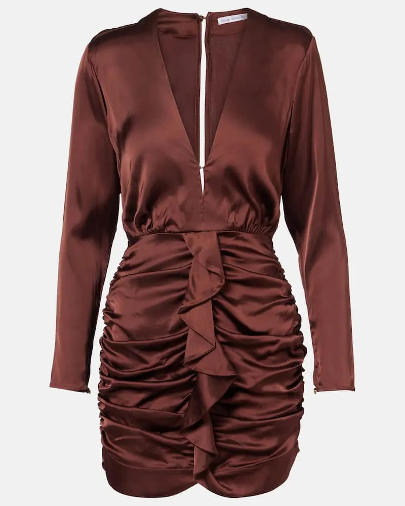 Poupette St Barth Minikleid aus Satin Braun