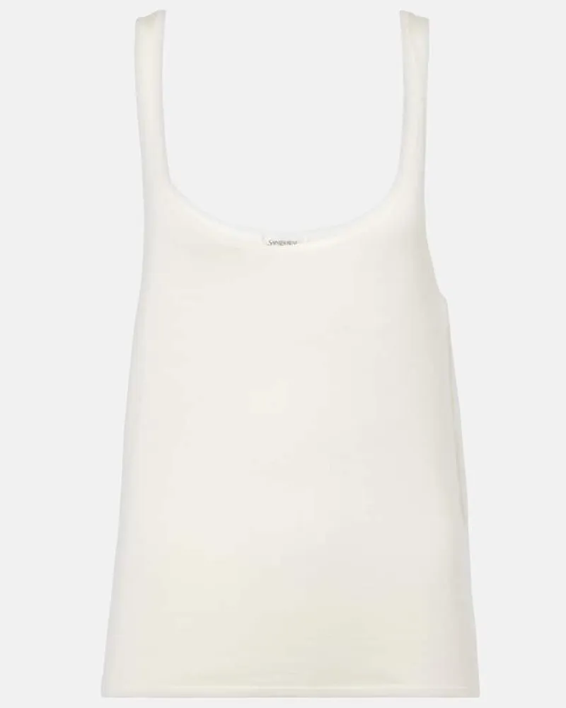 Saint Laurent Top aus Kaschmir, Wolle und Seide Beige