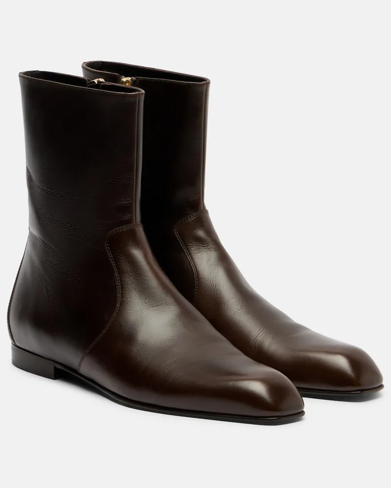 KHAITE Ankle Boots Colt aus Leder Braun