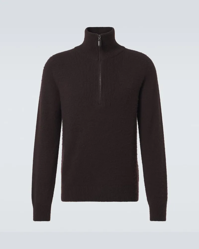 Brioni Pullover aus Seide und Wolle Braun