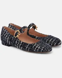 Gianvito Rossi Mary-Jane-Ballerinas Mary Ribbon aus Boucle Schwarz