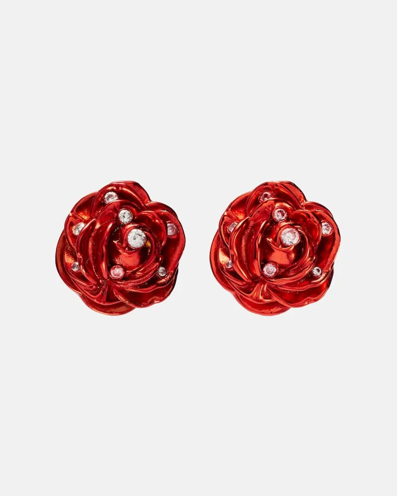 Magda Butrym Ohrringe Rose mit Kristallen Rot