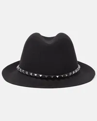 Valentino Garavani Fedora-Hut Rockstud aus Wolle Schwarz