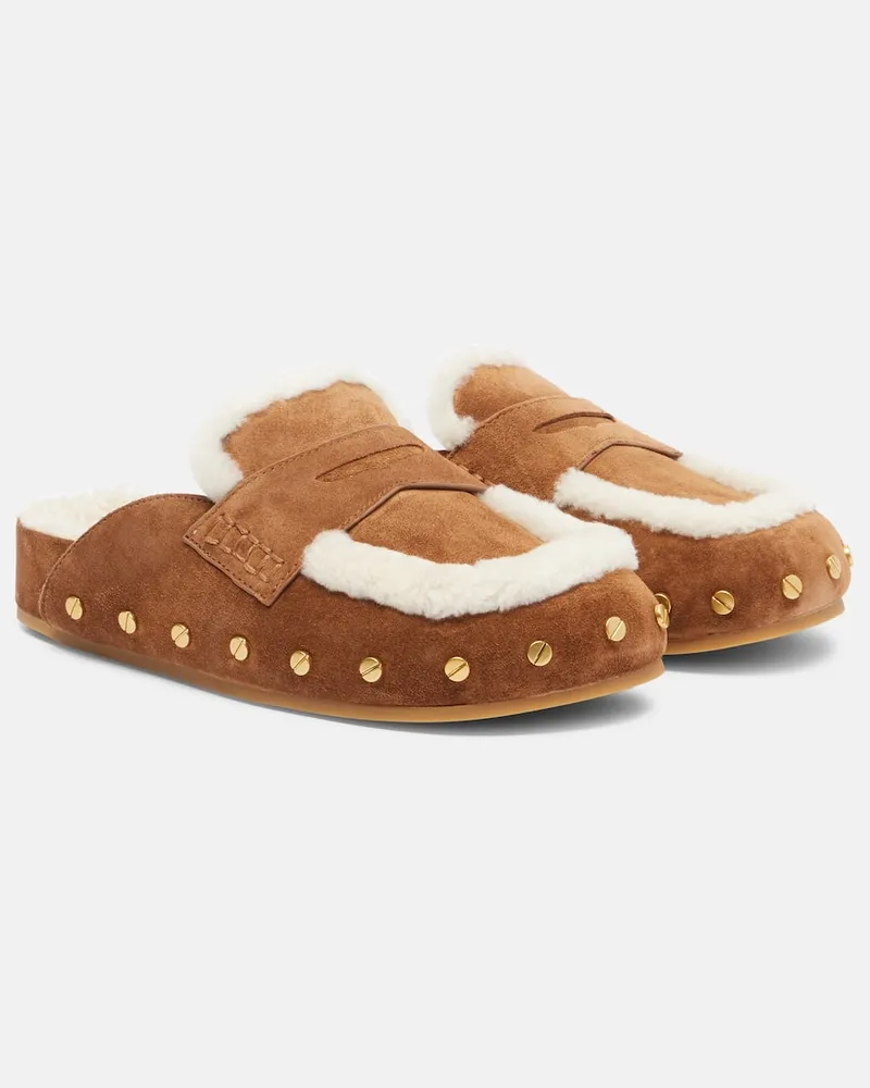 Veronica Beard Slippers Fenix aus Veloursleder Braun