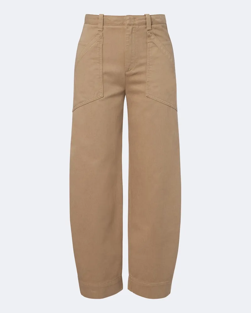 Vince Cropped Barrel-Hose aus Baumwoll-Twill Beige