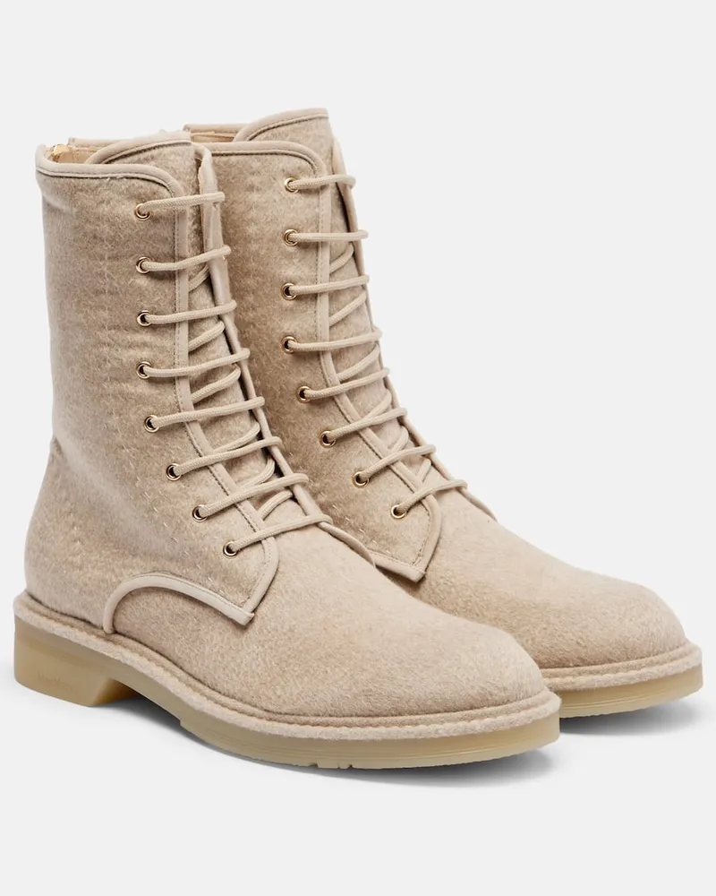 Max Mara Schnürstiefel Baker aus Kaschmir Beige