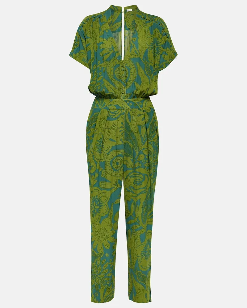 Poupette St Barth Bedruckter Jumpsuit Becky Grün