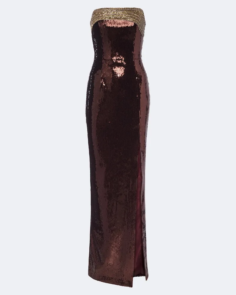 Rebecca Vallance Bustier-Robe Glimmer mit Pailletten Braun