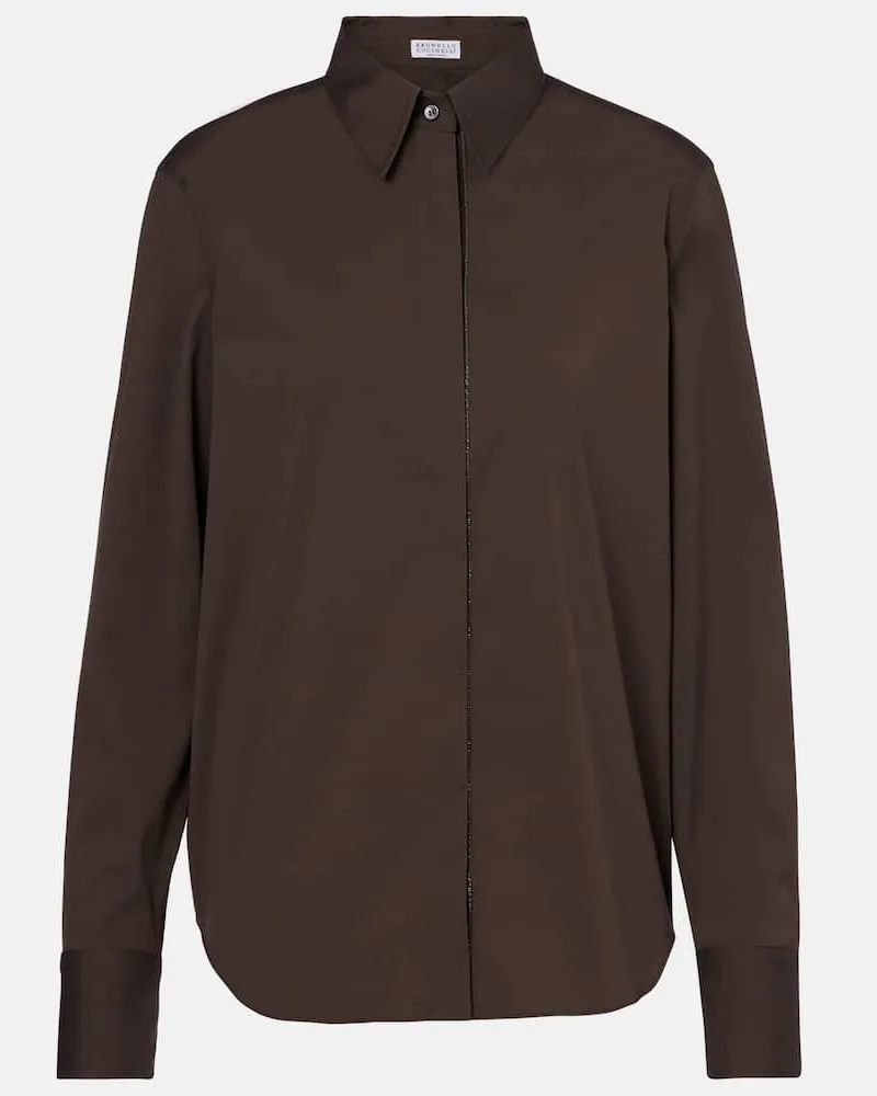 Brunello Cucinelli Hemd Monili aus Popeline Braun