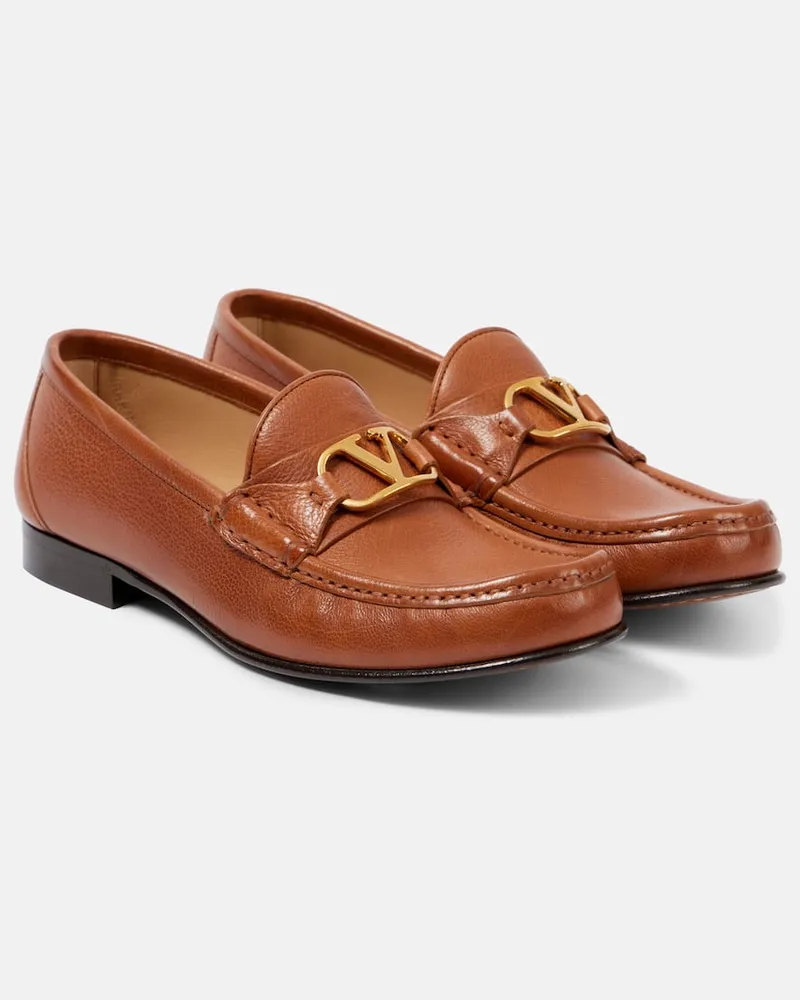 Valentino Garavani Loafers VLogo Signature aus Leder Braun