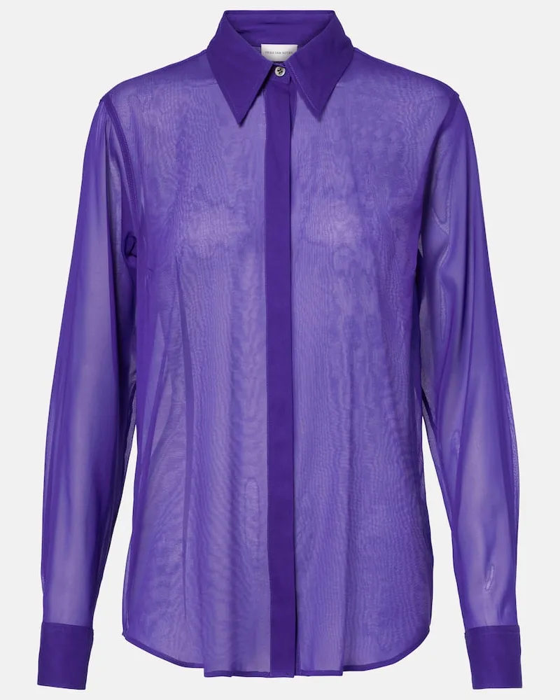 Dries van Noten Hemd aus einem Seidengemisch Violett
