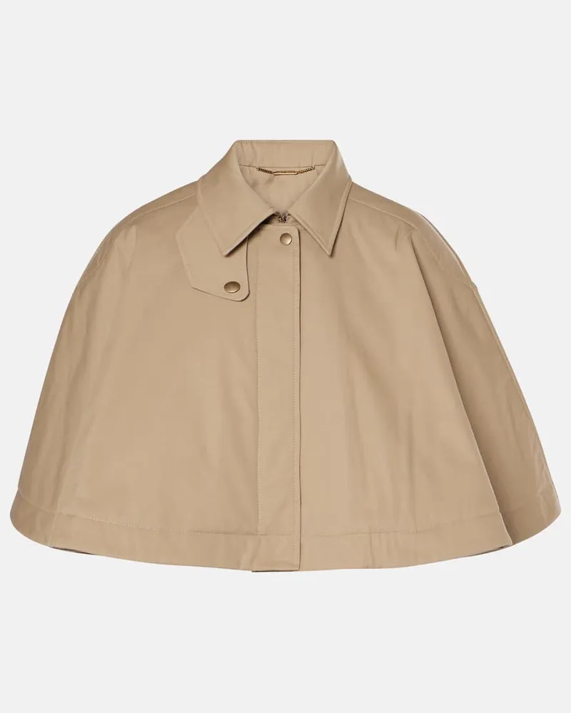 Chloé Chloé Cropped-Cape aus Baumwoll-Gabardine Beige