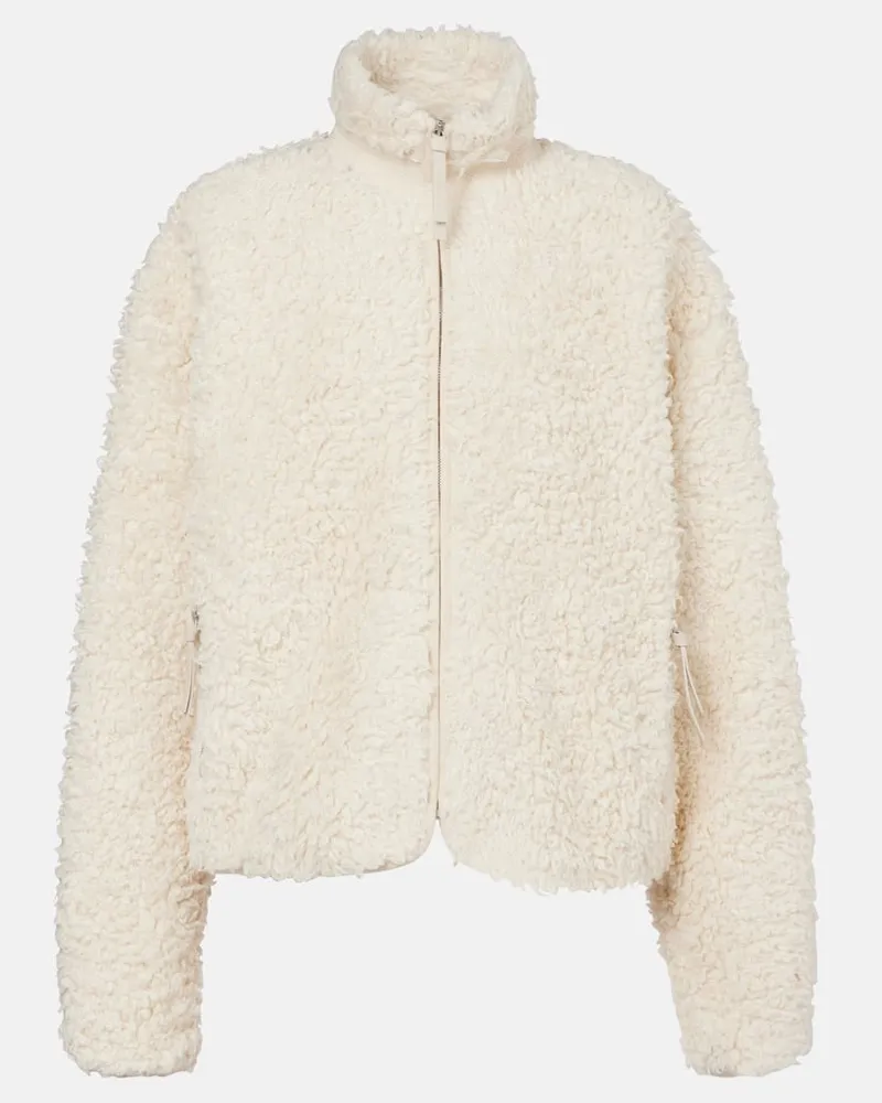 Jil Sander Jacke aus Teddyfleece Weiß