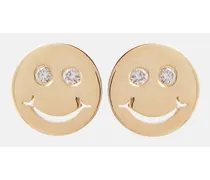 Ohrringe Happy Face aus 14kt Gelbgold mit Diamanten