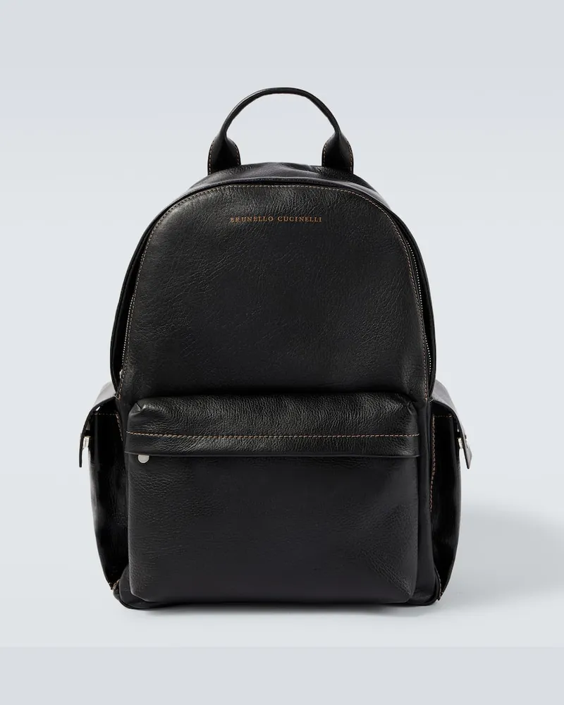 Brunello Cucinelli Rucksack aus Leder Schwarz