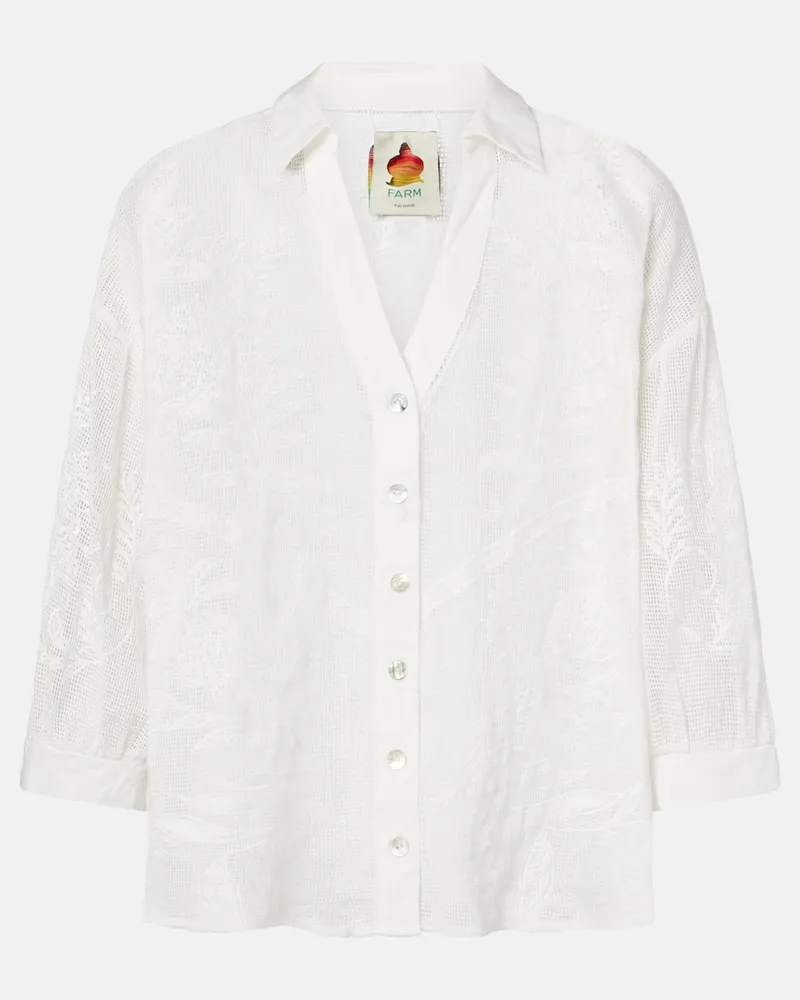 FARM Rio Besticktes Hemd Nina aus Baumwolle Weiß