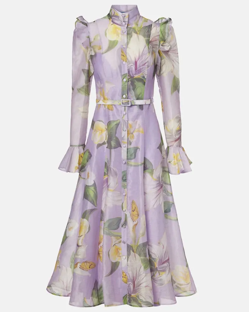 LEO LIN Hemdblusenkleid Katrina aus einem Leinengemisch Violett