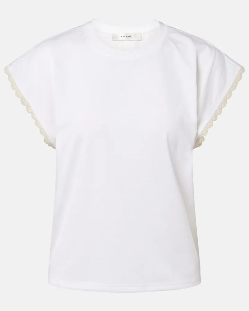 Frame Denim T-Shirt The Crochet aus Baumwoll-Jersey Weiß