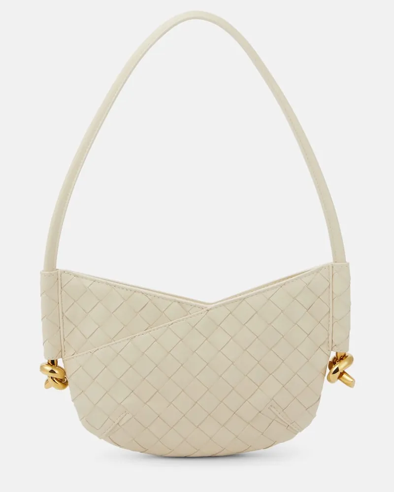 Bottega Veneta Schultertasche Solstice Baby aus Leder Weiß