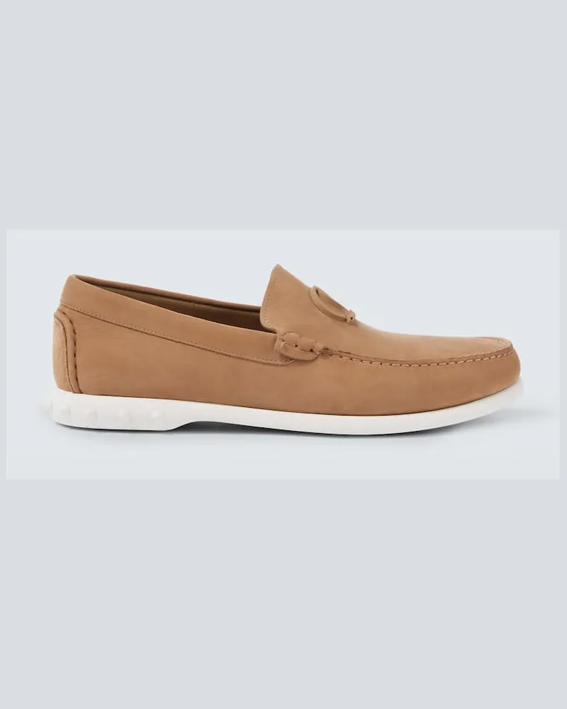 Christian Louboutin Segelschuhe Moonboat aus Leder Braun