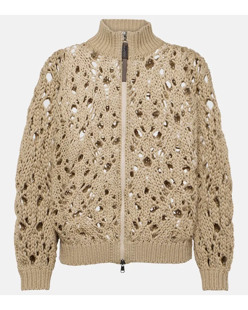 Brunello Cucinelli Cardigan aus Strick Beige