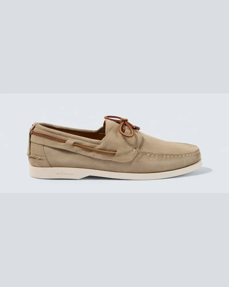Kiton Segelschuhe aus Veloursleder Beige