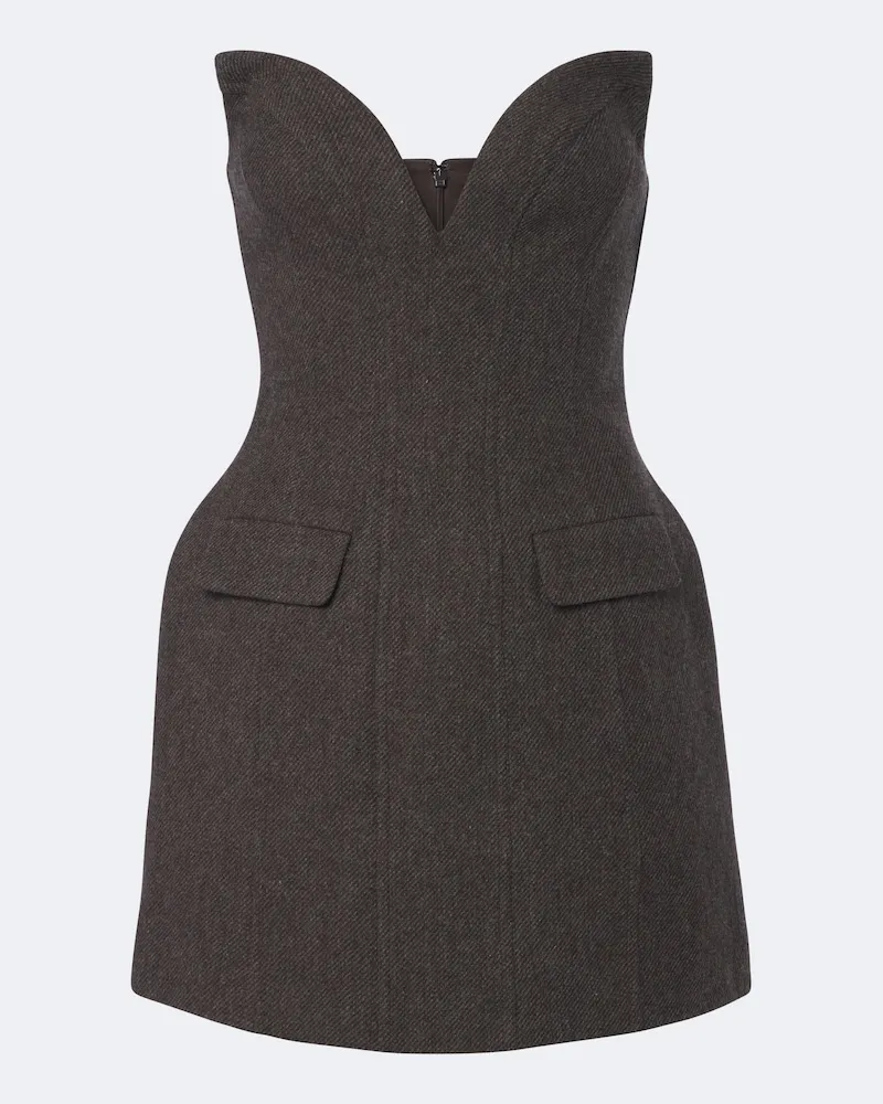 Self-Portrait Minikleid aus einem Wollgemisch Braun