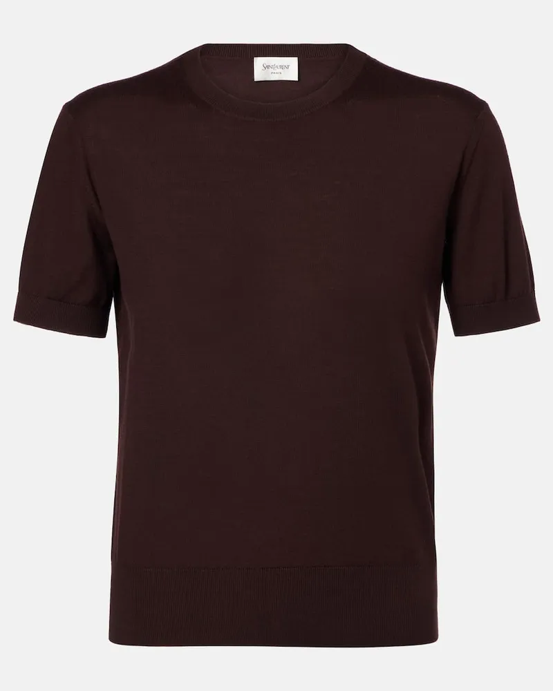 Saint Laurent Top aus Wolle Burgund