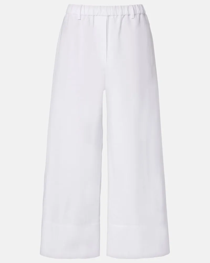 Brunello Cucinelli Weite Hose aus Leinen und Baumwolle Weiß