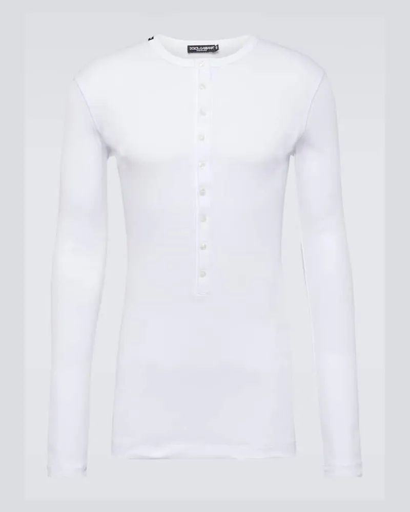Dolce & Gabbana Henley-Top Re-Edition aus Baumwoll-Jersey Weiß