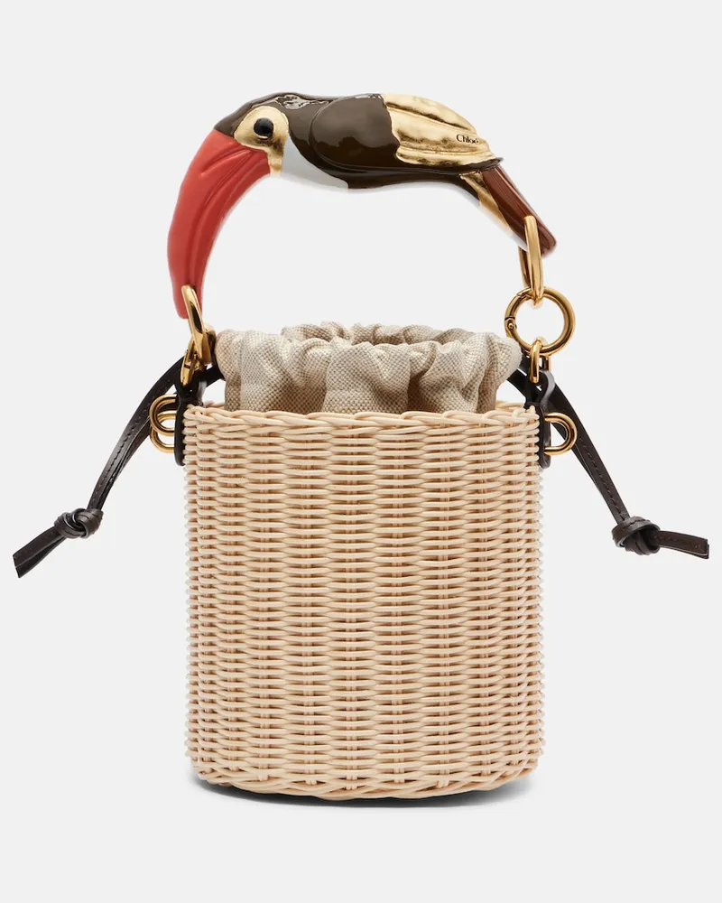 Chloé Chloé Bucket Bag Tropicus Small mit Leder Beige