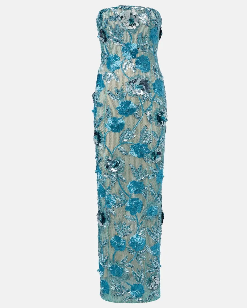 Rachel Gilbert Verzierte Bustier-Robe Pierre Blau
