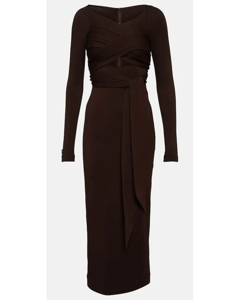 Dolce & Gabbana Midikleid aus einem Wollgemisch Braun