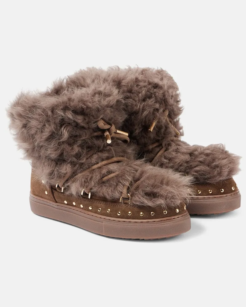 INUIKII Schneestiefel aus Shearling und Veloursleder Grau