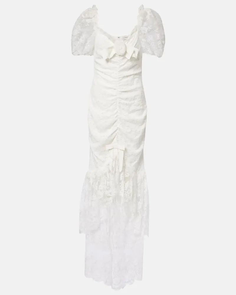 Alessandra Rich Robe aus Spitze Weiß