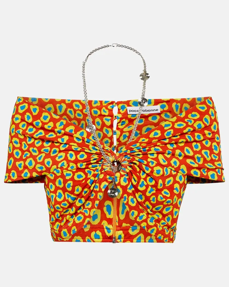 Paco Rabanne Bedrucktes Cropped-Top Rot