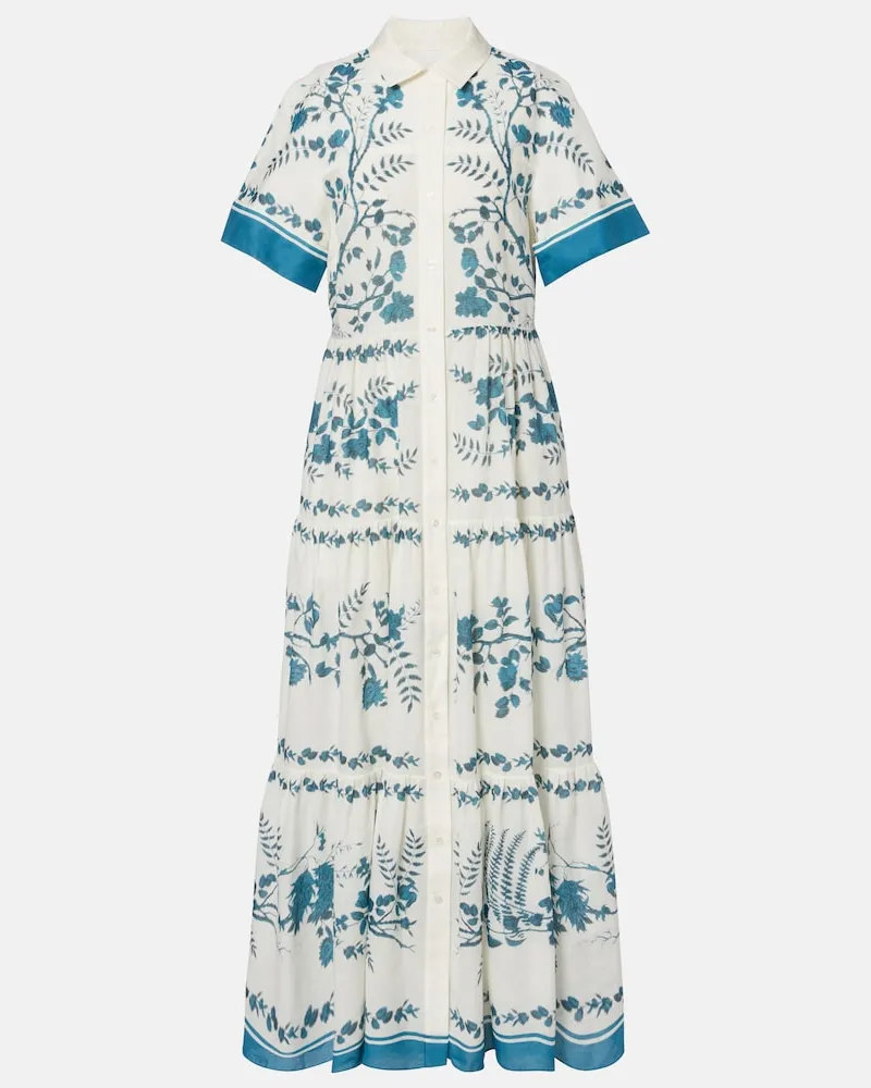 Erdem Hemdblusenkleid aus Baumwolle und Leinen Blau