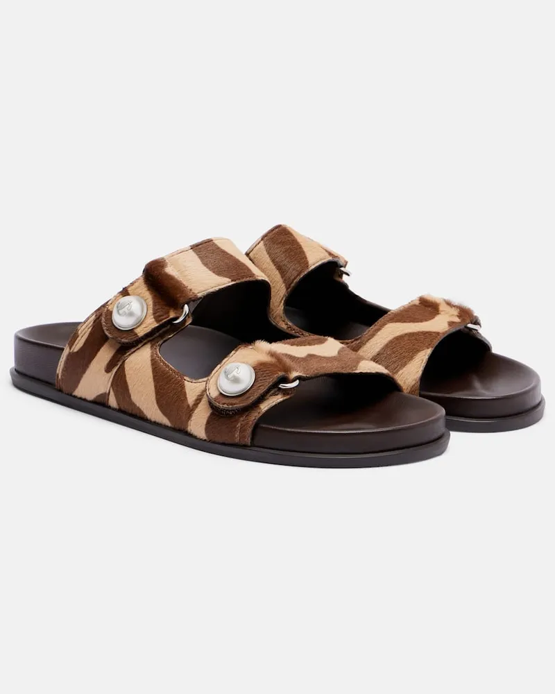 Jimmy Choo Pantoletten Fayence aus Shearling Beige
