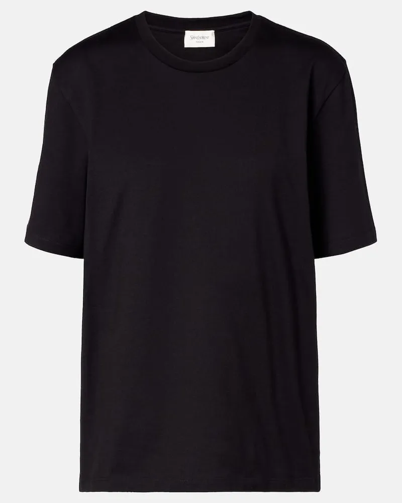 Saint Laurent T-Shirt Crescent Moon aus Baumwolle Schwarz