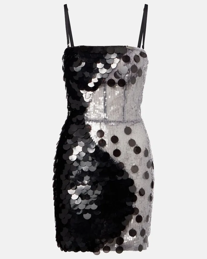 Nensi Dojaka Minikleid mit Pailletten Silber