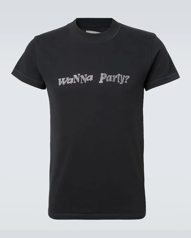 ERL Verziertes T-Shirt aus Baumwoll-Jersey Schwarz