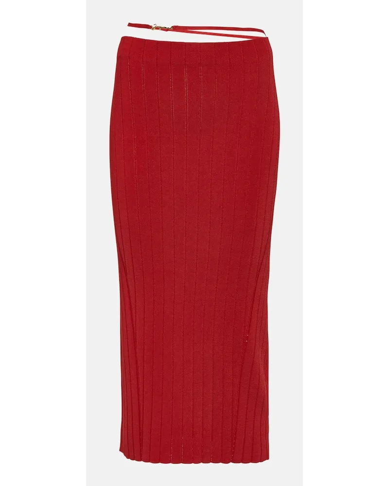 Jacquemus Midirock La Jupe Pralu aus Strick Rot