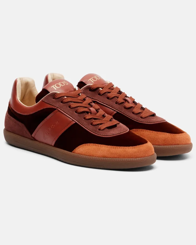 TOD'S Sneakers Tabs aus Samt mit Leder Braun