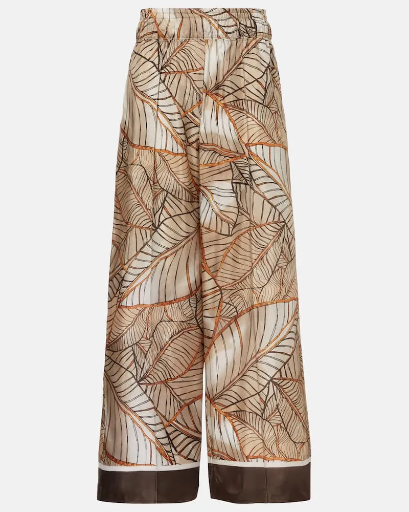 Brunello Cucinelli Weite Hose aus Seide Braun