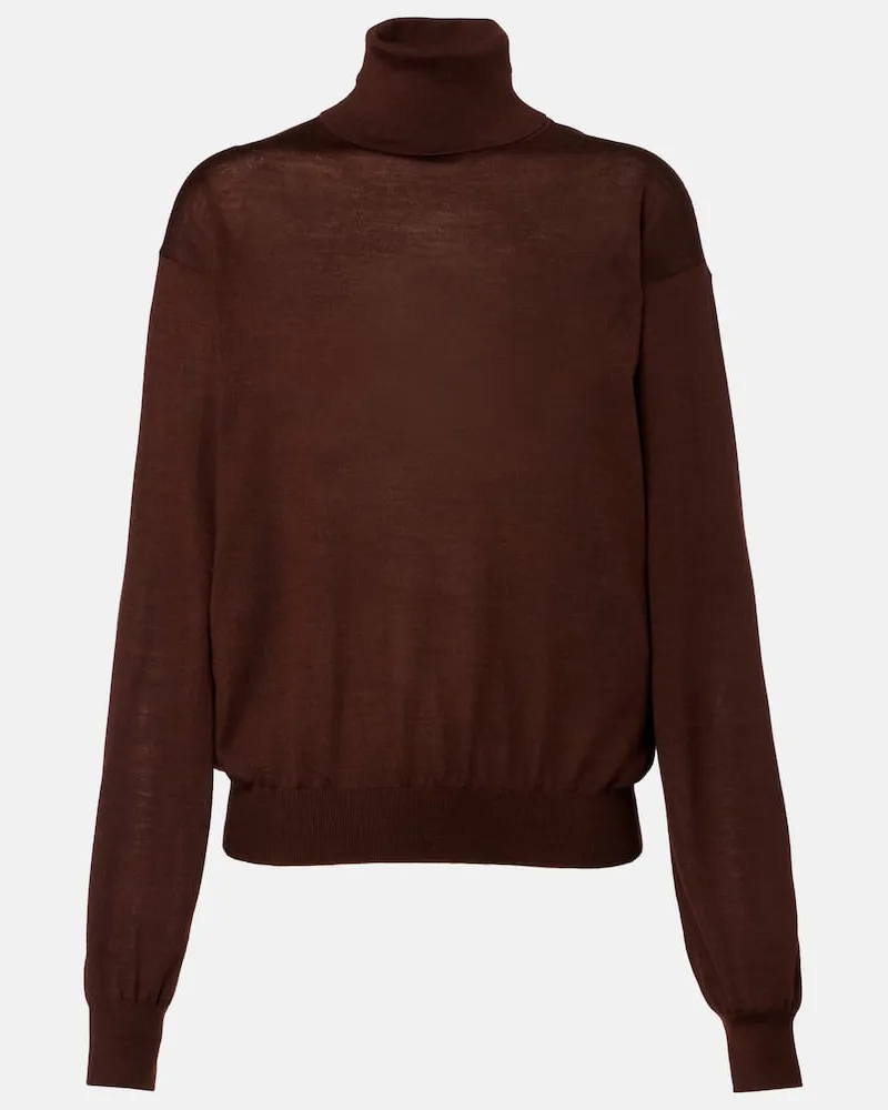 Saint Laurent Pullover aus Kaschmir, Wolle und Seide Braun