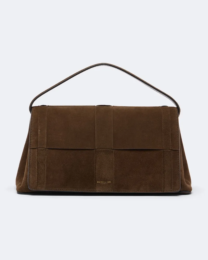 DeMELLIER Schultertasche Florence Small aus Veloursleder Braun