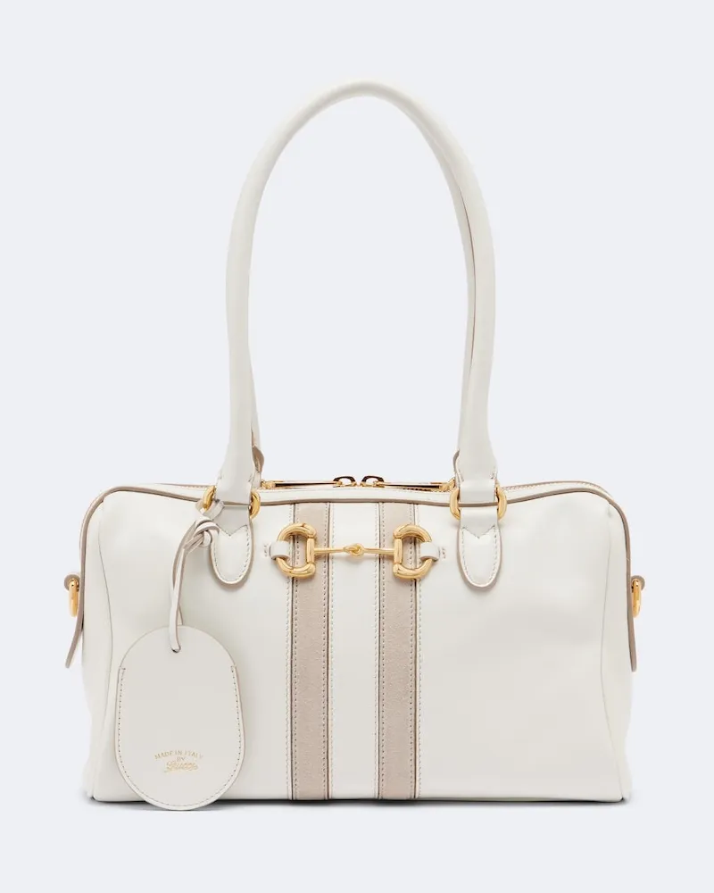 Gucci Bowling Bag Borsetto Small aus Leder Weiß