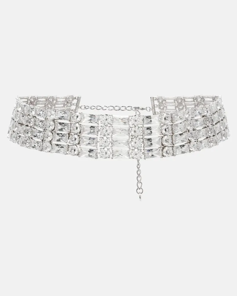 Self-Portrait Choker mit Kristallen Silber